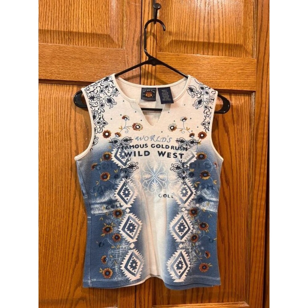vintage Route 66 white and blue sleeveless graphic tank top size small